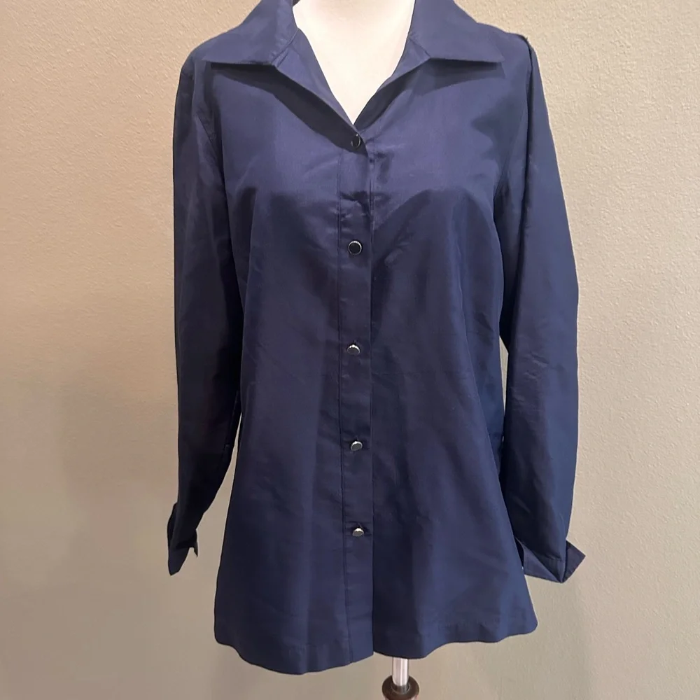 Talbots Midnight Blue Button Down Shirt - Picture 4 of 14